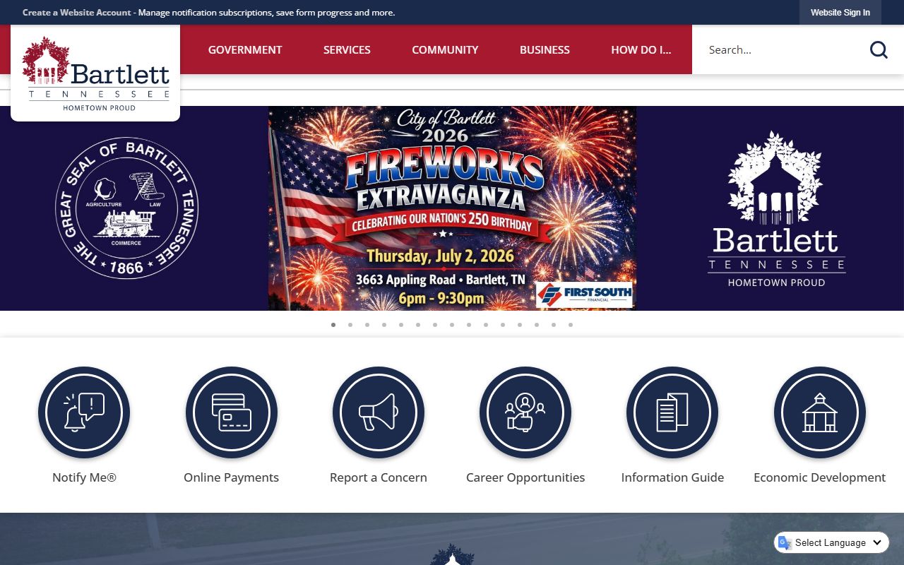 City of Bartlett website for bench warrant searches