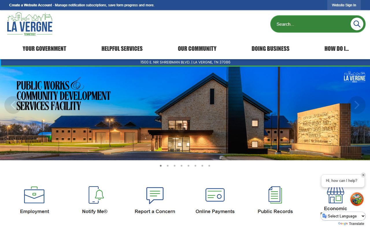 City of La Vergne website for bench warrant information