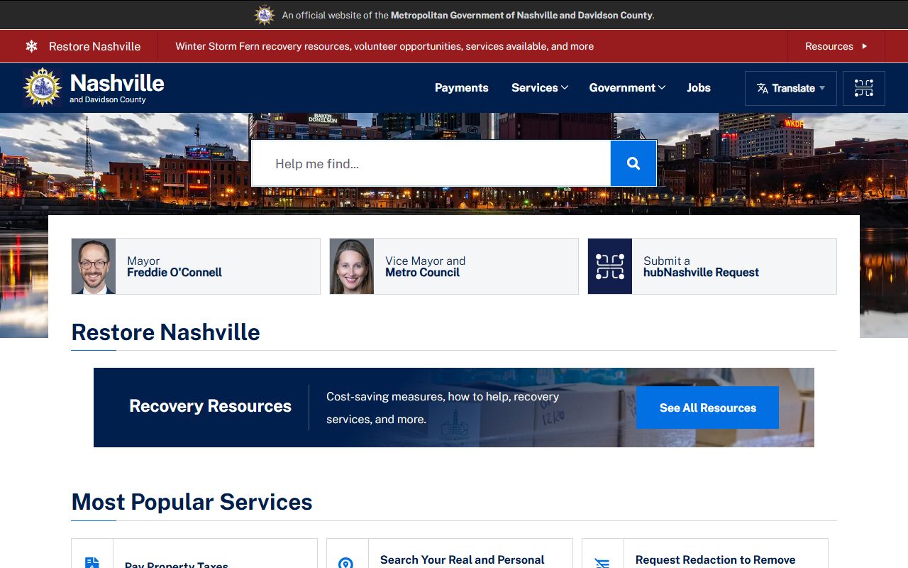 Nashville government portal for bench warrant searches