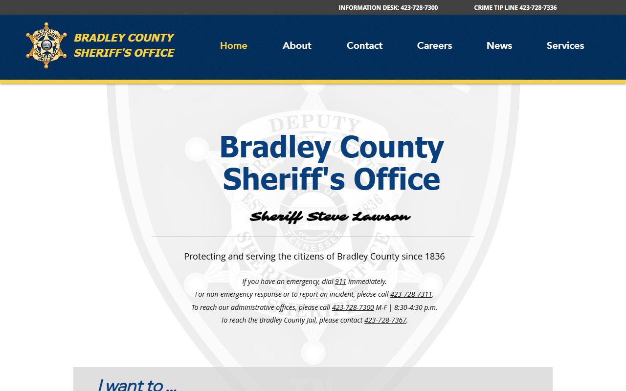 Bradley County Sheriff's Office bench warrants page