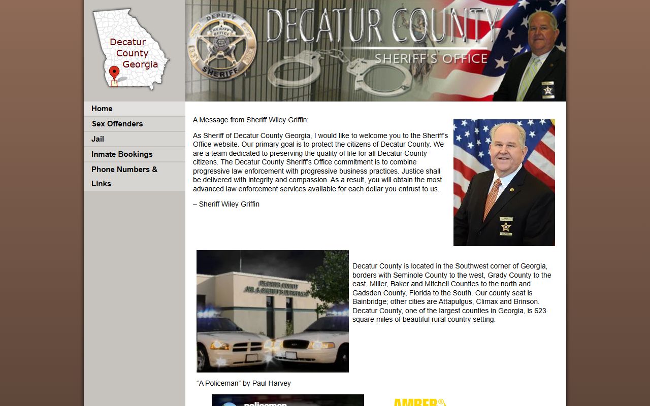 Decatur County Sheriff's Office website for bench warrants