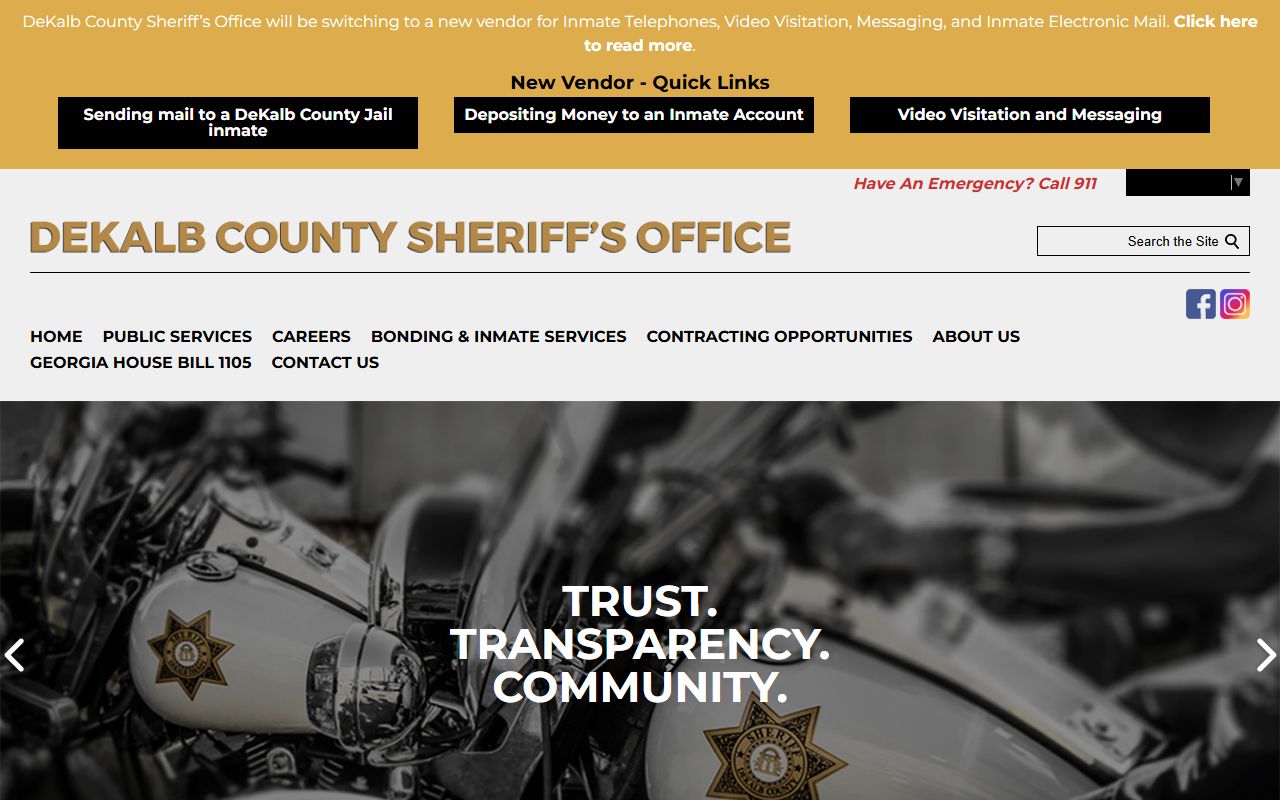 DeKalb County Sheriff's Office website for bench warrants