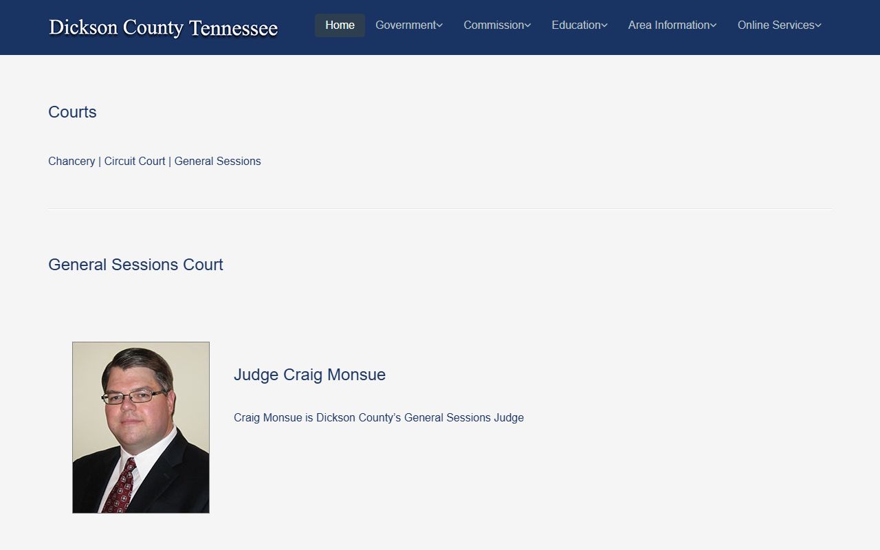 Dickson County General Sessions Court bench warrant information