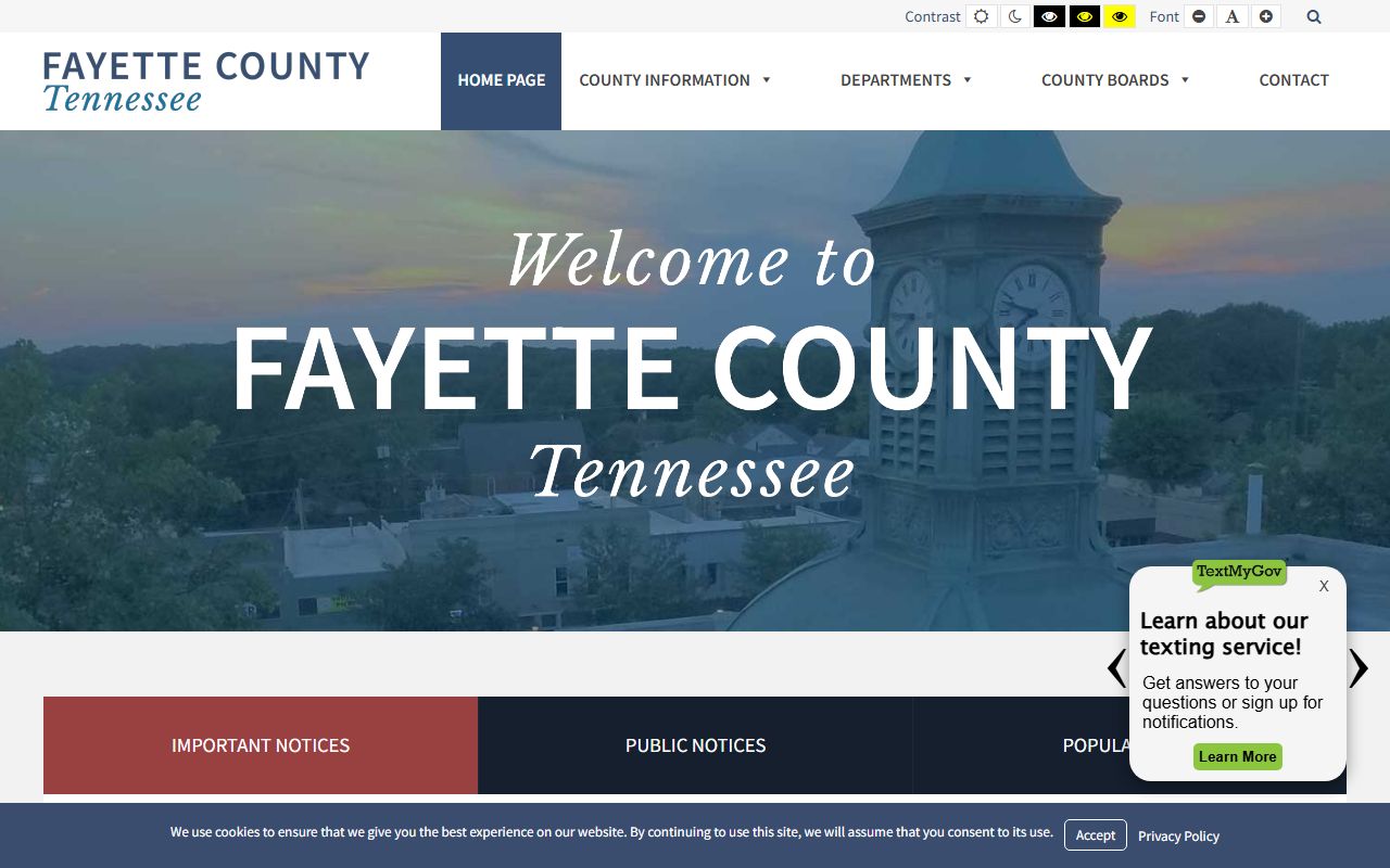 Fayette County government website for public records and bench warrants
