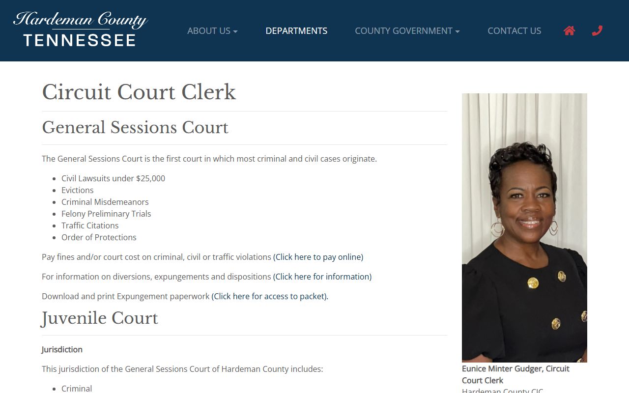 Hardeman County Circuit Court Clerk page