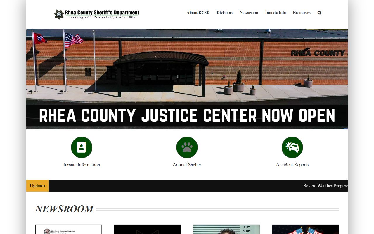 Rhea County Government website for bench warrants