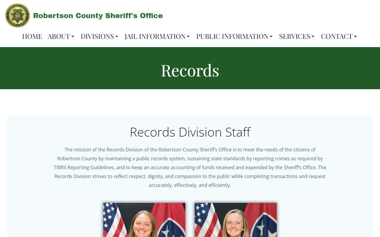 Robertson County Sheriff records division for warrant searches