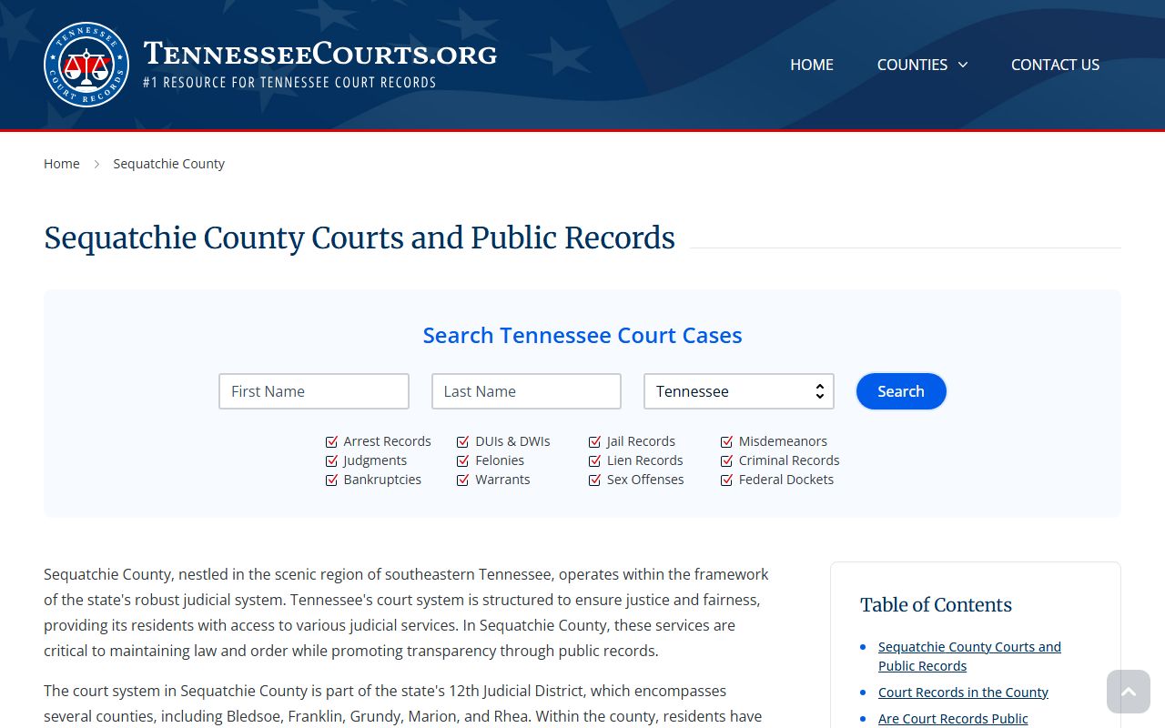 Tennessee Courts Sequatchie County bench warrant information