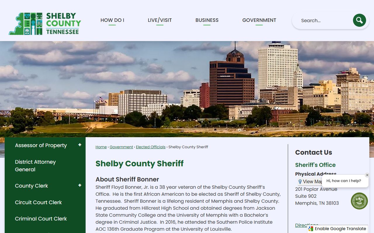 Shelby County Sheriff main site for bench warrant lookups
