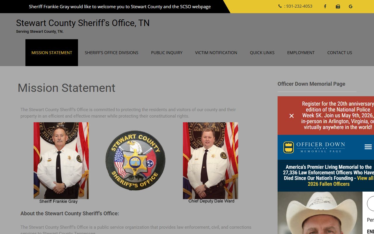 Stewart County Sheriff's Office bench warrants page