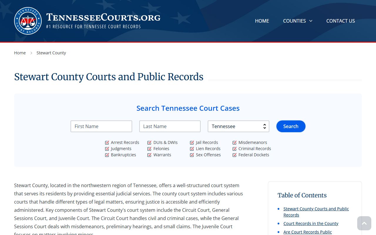 Tennessee Courts Stewart County bench warrant information